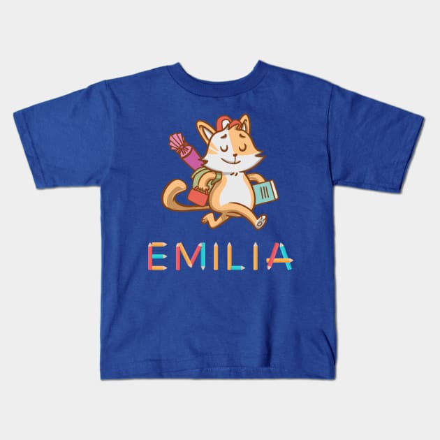 Cat Emilia Enrolled In School Kids T-Shirt by DePit DeSign